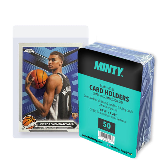 2 Pack - (2) Mr. Minty Semi Rigid Card Holder 50/Pack,  + (1) 100 PCS Poly Sleeves